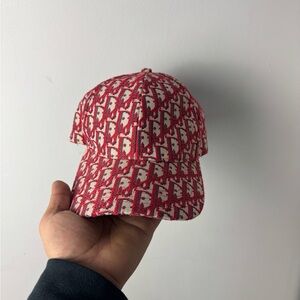 Dior Red and White Patterned Hat